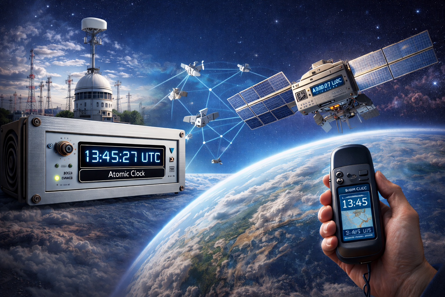 Satélite e sincronização de relógios atômicos