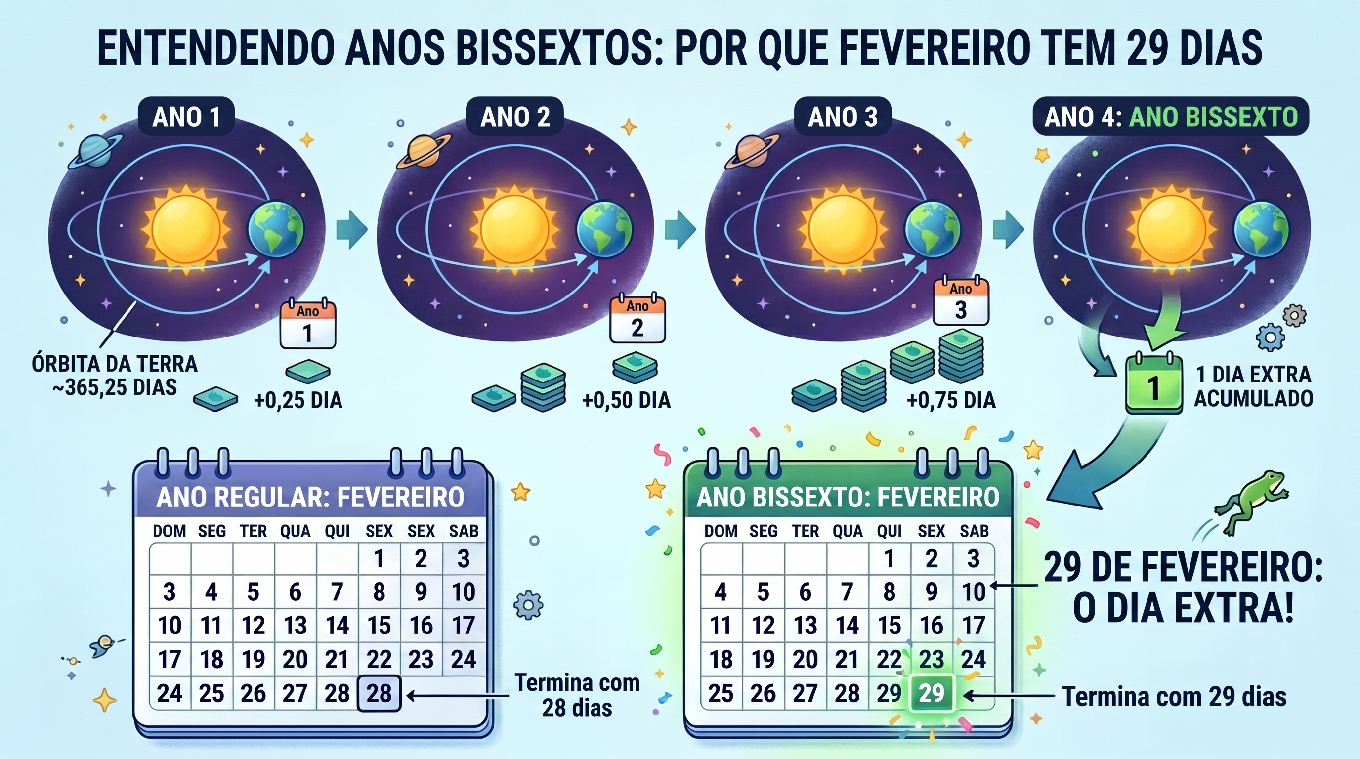 Calendário com 29 de fevereiro marcado