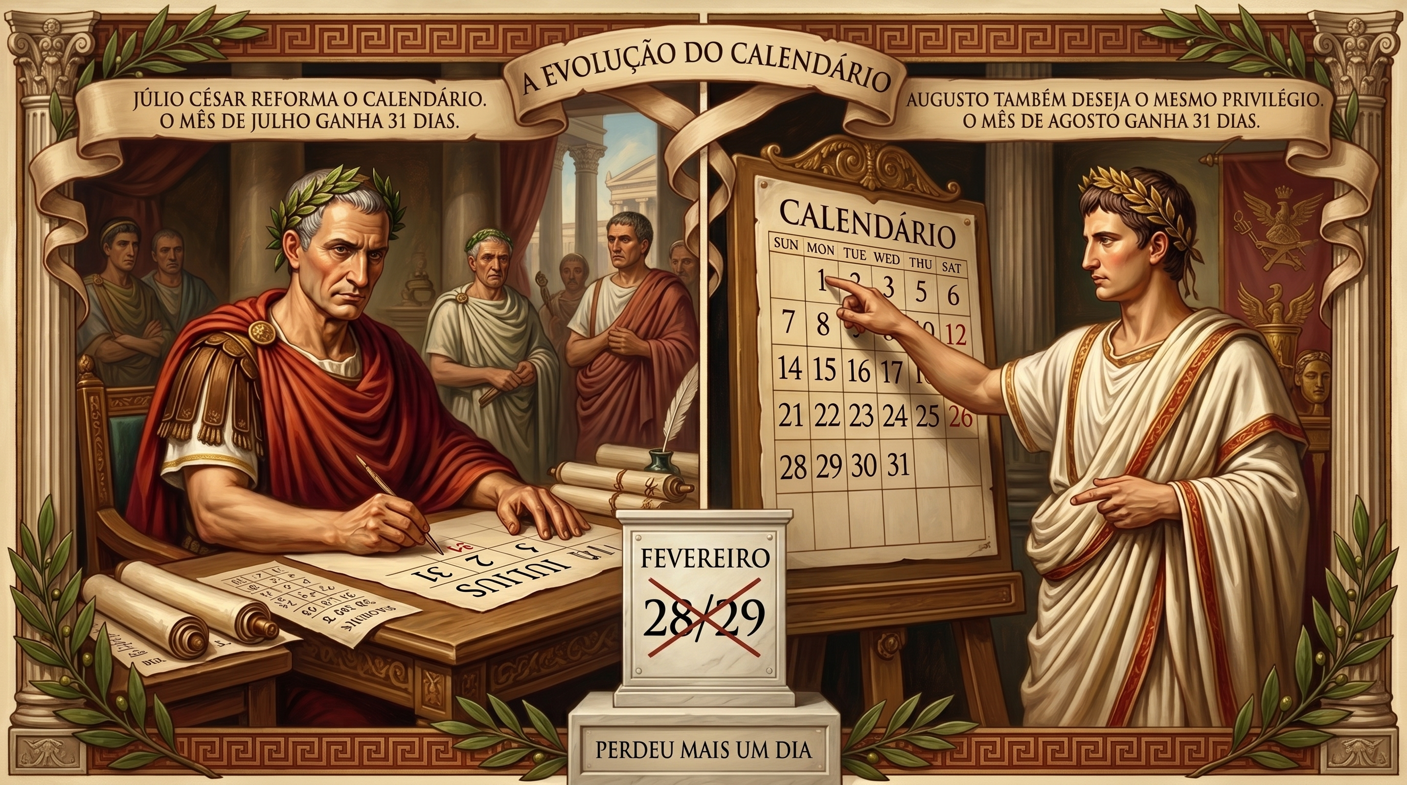 Júlio César e Augusto em estátuas